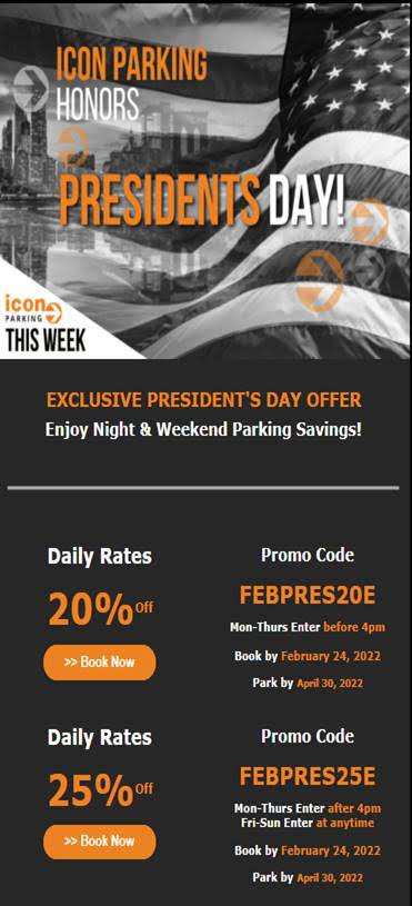 Icon Parking President's Day Savings